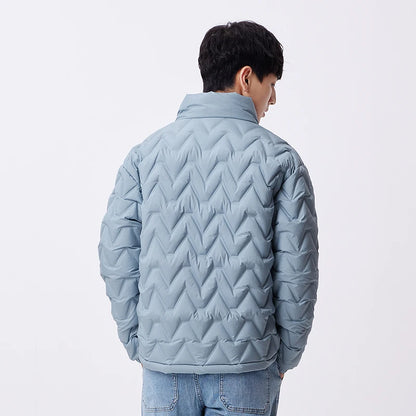 Chaqueta de plumón para hombre, impermeable, cálida, de cuello, para uso diario, nueva, de invierno, versátil, de color sencillo.
