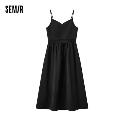 Vestido de mujer, color liso, midi, elegante, moderno y suave, nuevo vestido camisola de verano con cuello en V.