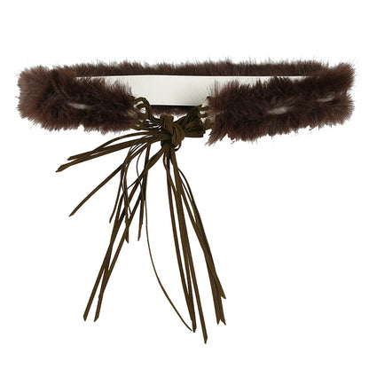 American Retro Faux Women¡¯s Belt Fashion Chic Tassel Distressed All-Match Solid Design Accessorie Trendy