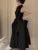 Vestidos casuales de punto negros para mujer, vestido tipo chaleco sin mangas, corte A, moda coreana, cuello medio alto, otoño, nuevo vestido