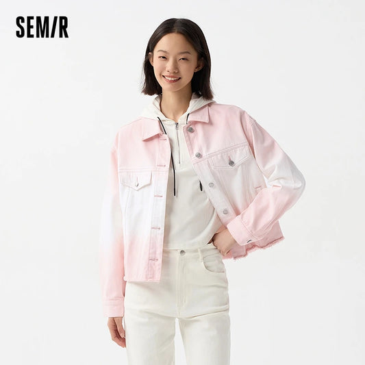 Denim Jacket Women Short Style Fringed Trendy Street Style Spring Dopamine Loose Lapel Jacket