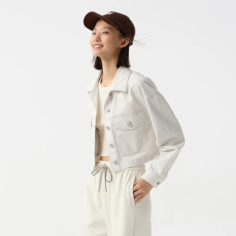 Denim Jacket Women Short Style Slimming Diamond-patterned  Spring New Pure Cotton Drop-shoulder Jacket