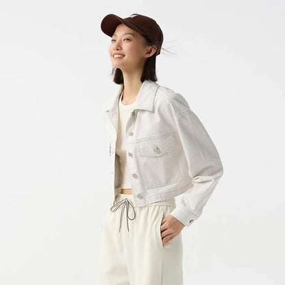 Denim Jacket Women Short Style Slimming Diamond-patterned  Spring New Pure Cotton Drop-shoulder Jacket