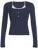 Camiseta de manga larga Y2K con estampado de lunares para mujer, con botones, cuello cuadrado y retazos de encaje en contraste, estilo kawaii japonés de los años 2000