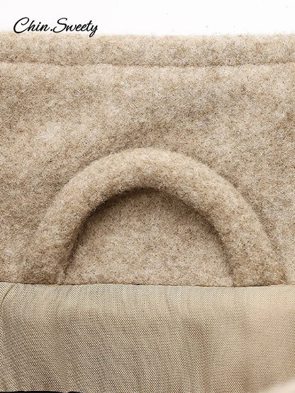 Vintage Women’s Khaki Bomber Jacket Stand Collar Zipper Pocket Long Sleeve Short Coats Female 2025 Spring Thick Warm Outwear New