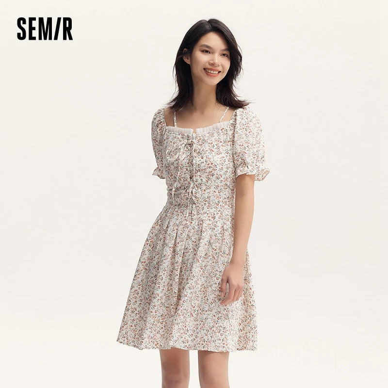 Vestidos Mujer Vestido Halter de Gasa Atado Mori Temperamento Romántico Verano Textura Floral Hada Dulce