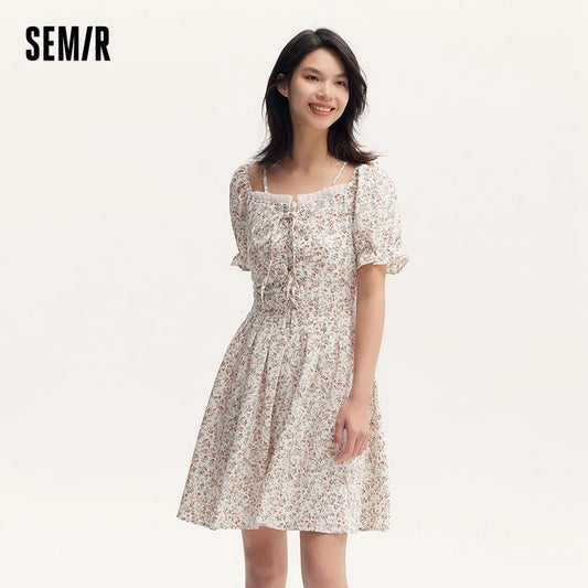Dresses Women Tied Chiffon Halter Dress Mori Romantic Temperament Summer Texture Floral Fairy Sweet