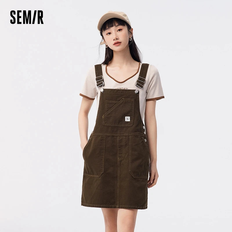Denim Suspender Dress Women  Summer New High-Rise Retro Playful Short Dress