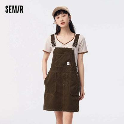 Denim Suspender Dress Women  Summer New High-Rise Retro Playful Short Dress