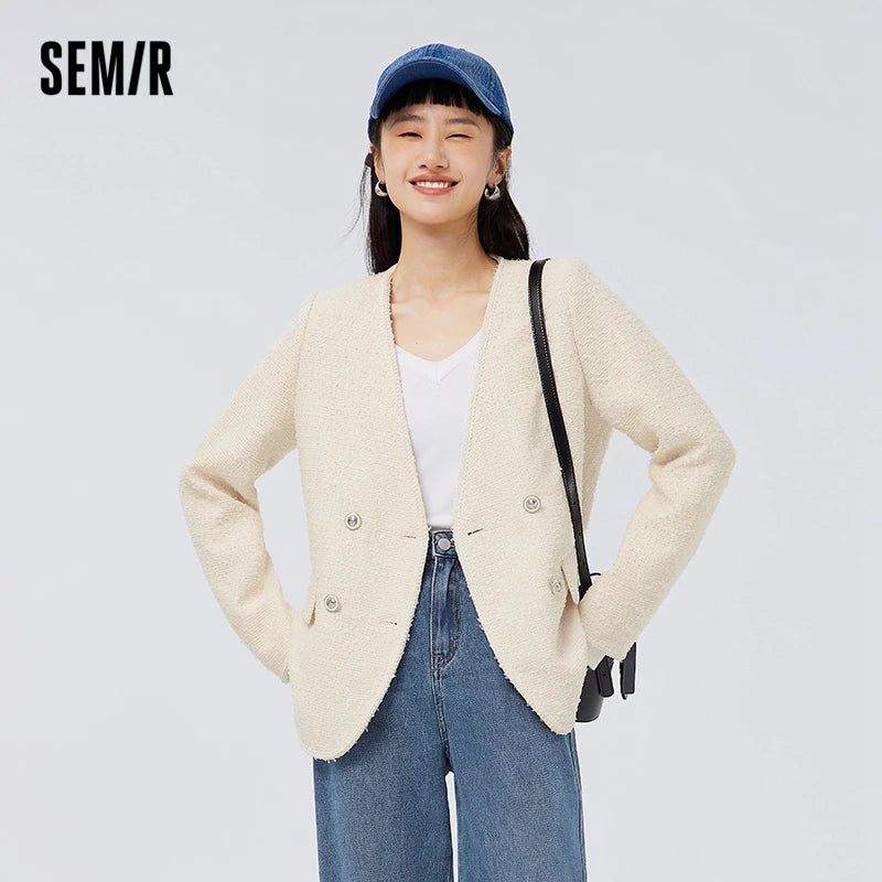 Chaqueta elegante y suave para mujer, con cuello en V, ideal para el día a día, primavera y otoño.