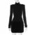 Vestido mini de cuello alto con mangas largas y peludo para mujer, cintura alta, elegante, para fiestas y ocasiones especiales, 2025