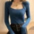 Suéter básico para mujer, jersey de punto con cuello cuadrado, moda coreana, jersey de manga larga, liso, sencillo, combinable, nuevo