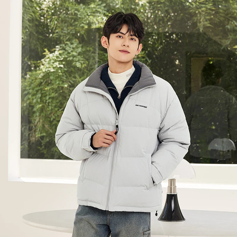 Down Jacket  Winter New Three-Proof Top Contrasted Color Versatile Genderless Texture Jacket