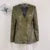 Chaqueta de cuero para mujer, estilo urbano, verde, con pliegues, escote en V, un botón, manga larga, bolsillos, abrigo hasta la cintura, primavera 2025, estilo urbano Y2K.