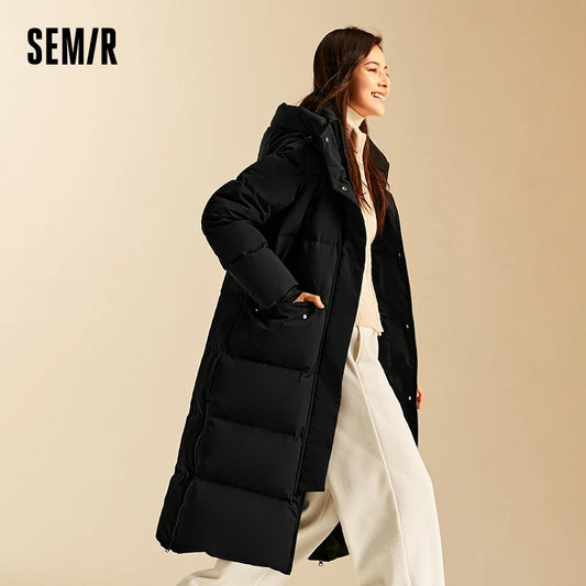 Chaqueta de plumón para mujer, larga, nueva, de invierno, de plumón de ganso, ropa de abrigo cálida para mujer.