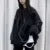 Sudadera con capucha estilo Harajuku BF, negra, estilo hip hop, para adolescentes, otoño, moderna, combinable, para uso diario, sencilla, para mujer, DF4940