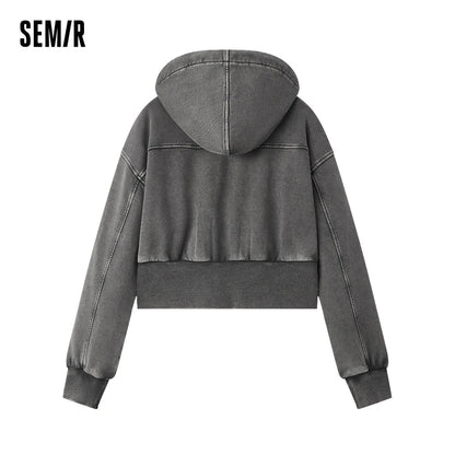 Jacket Women Plum Blossom Short Jacket stylish embroidery  New Autumn Loose-Fit Hooded Jacket