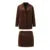 Blazer de pana con muescas estilo Maillard, color café, cintura alta, abertura frontal, falda ajustada, conjunto de 2 piezas