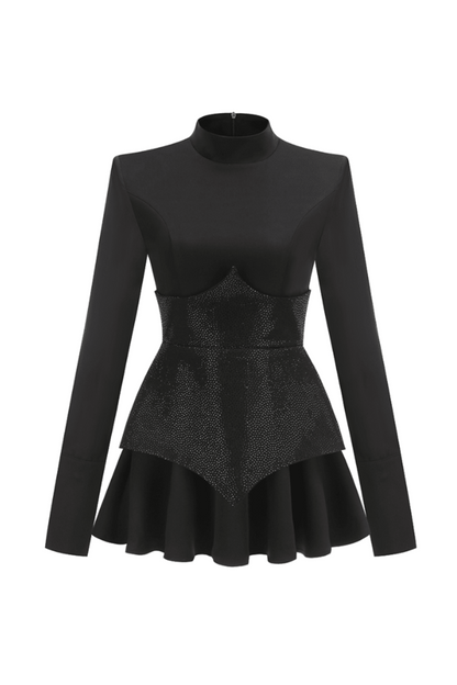 Minivestido de manga larga con adornos Stella 