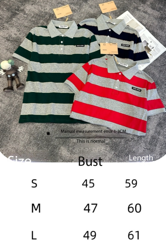 Miu SS26 Striped Jersey Polo Shirt Cotton 350620