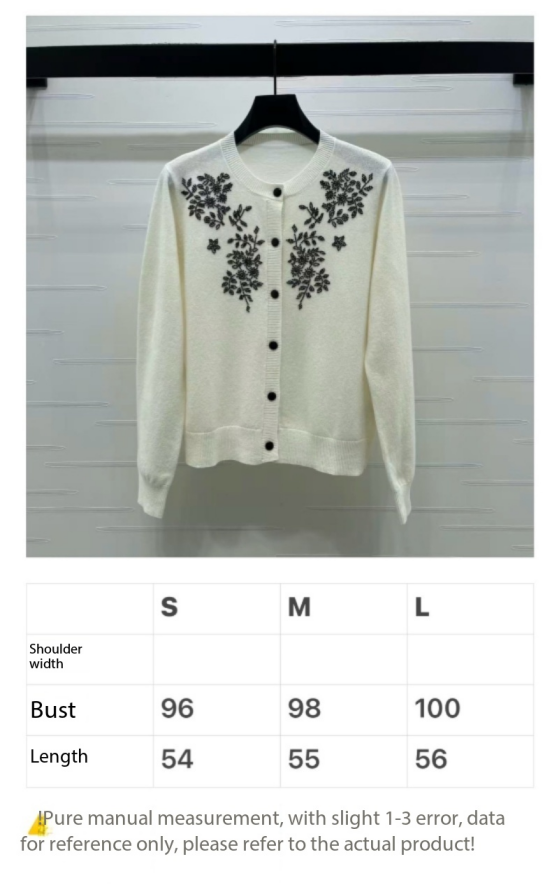 CD SS26 Beaded Floral Cardigan Ivory Wool 351064