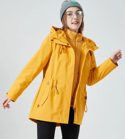 Classic Outdoor Rain Jacket with Print and Hood for Women | Great for Outdoor Activities