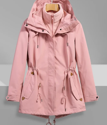 Classic Outdoor Rain Jacket with Print and Hood for Women | Great for Outdoor Activities