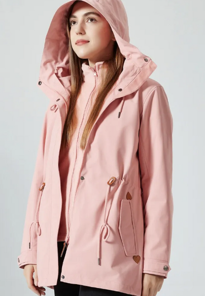 Classic Outdoor Rain Jacket with Print and Hood for Women | Great for Outdoor Activities