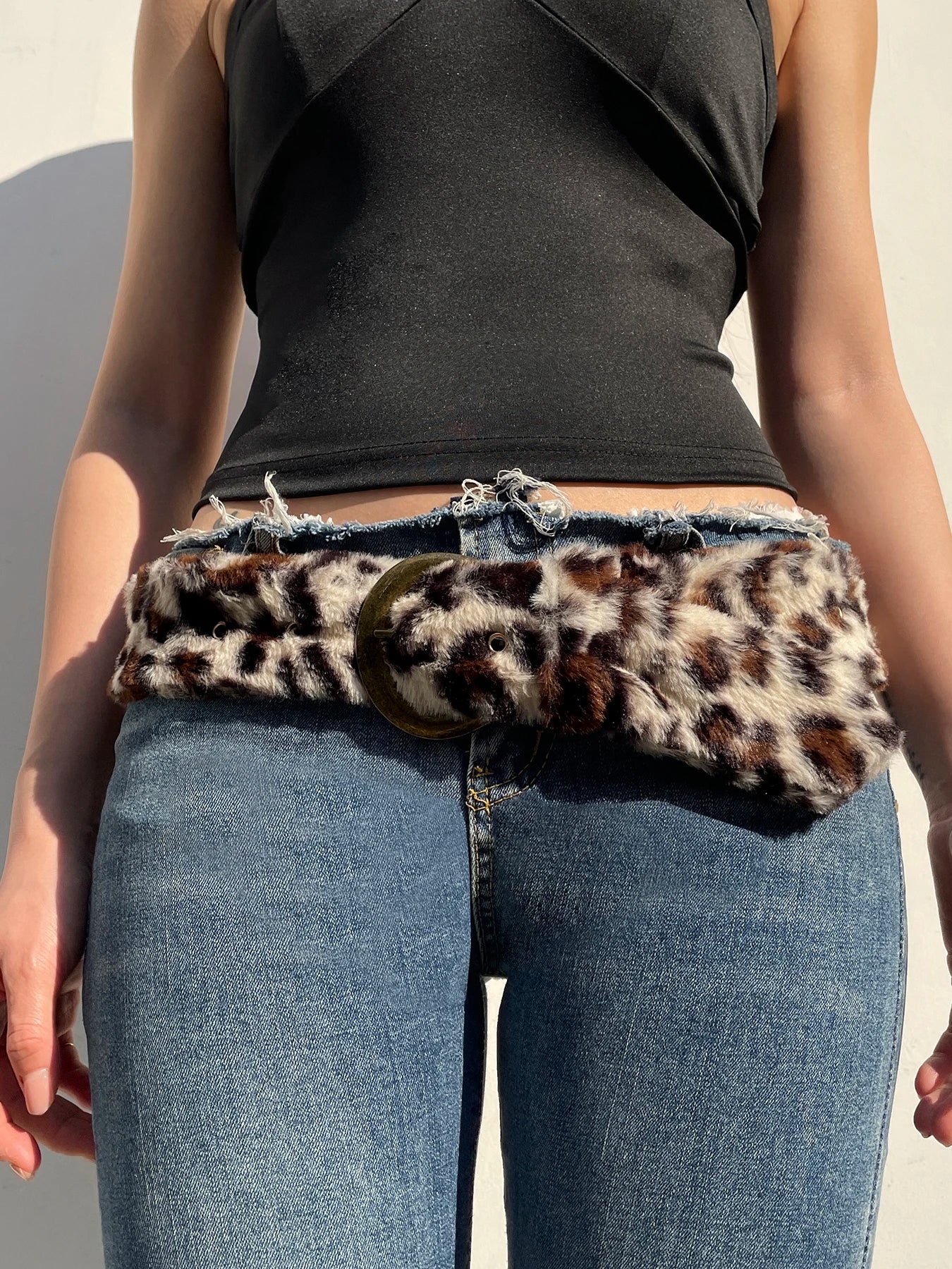 Cinturones de piel sintética de leopardo a la moda para mujer, combinables con todo, estilo callejero retro americano, accesorios elegantes y exquisitos.