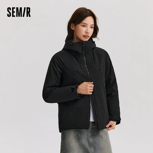 Chaqueta de plumón para mujer, tres en uno, impermeable, cortavientos, transpirable y transpirable, de invierno, de dos piezas.