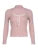 Camiseta de punto acanalada rosa dulce japonesa kawaii con lazo de encaje en contraste, cuello cuadrado, manga larga, básica, para primavera y otoño para mujer