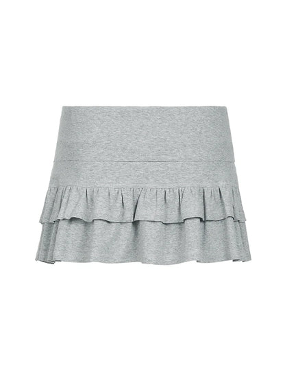 Pantalones cortos informales básicos lisos grises con forro, faldas para mujer, ropa de calle Y2K linda y dulce de color rosa