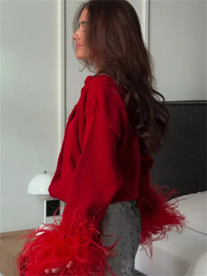 Suéter tipo cárdigan de retazos de moda para mujer, de manga larga, cintura alta, ajustado, esponjoso, Y2k, prendas de vestir exteriores, abrigo de punto para mujer, nuevo