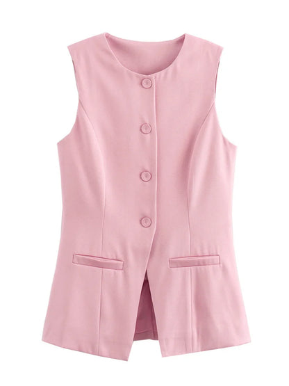 White High Waist Pocket Vests Top Women’s Sleeveless Slim Patchwork Fashion Solid Streetwear Female Y2k Vests Top Autumn
