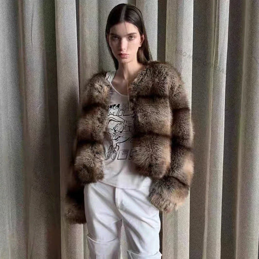 Abrigo de piel sintética esponjoso y cálido de invierno para mujer, chaqueta de piel de zorro suave y cálida, abrigos de marca de alta calidad.