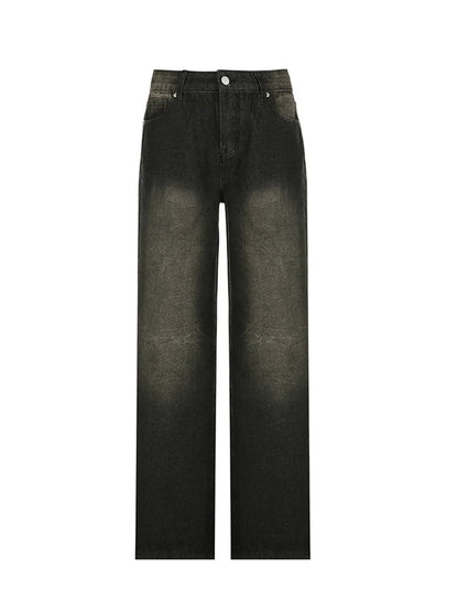 Pantalones vaqueros rectos casuales retro americanos para mujer, estilo urbano vintage, desgastados