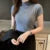 Blusas y tops de mujer Blusa de manga corta de verano para mujer Blusas de mujer de moda Blusa de punto de cuello alto Tops de camisa