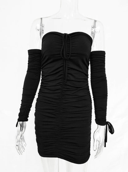 Vestido Bandage ajustado para mujer, sexy, con hombros descubiertos, manga larga, elástico, para fiesta, Otoño e Invierno