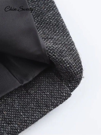 Elegant Single-breasted Blazer Coat Women 2025 Spring Long Lantern Sleeve Suit Jacket Female 2025 Vintage Office Lady Outerwear