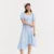 Vestido de mujer con cintura atada, texturizado, elegante y suave, de verano, irregular, con dobladillo con volantes, falda corta con estampado de campanillas, divertido