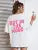 Not In The Mood Pink Letter Print T-Shirts Women Summer Cotton Clothing O-Neck Oversized Short Sleeve Breathable Casual Tshirt