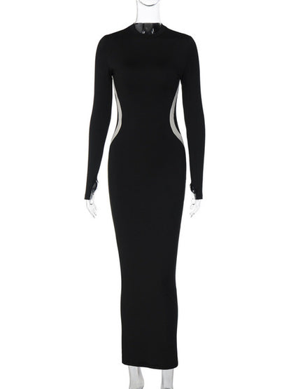 Vestido de otoño de manga larga elástica con mangas a los dedos para mujer, vestido ajustado por debajo de la rodilla para discoteca, vestidos de fiesta, ropa de calle