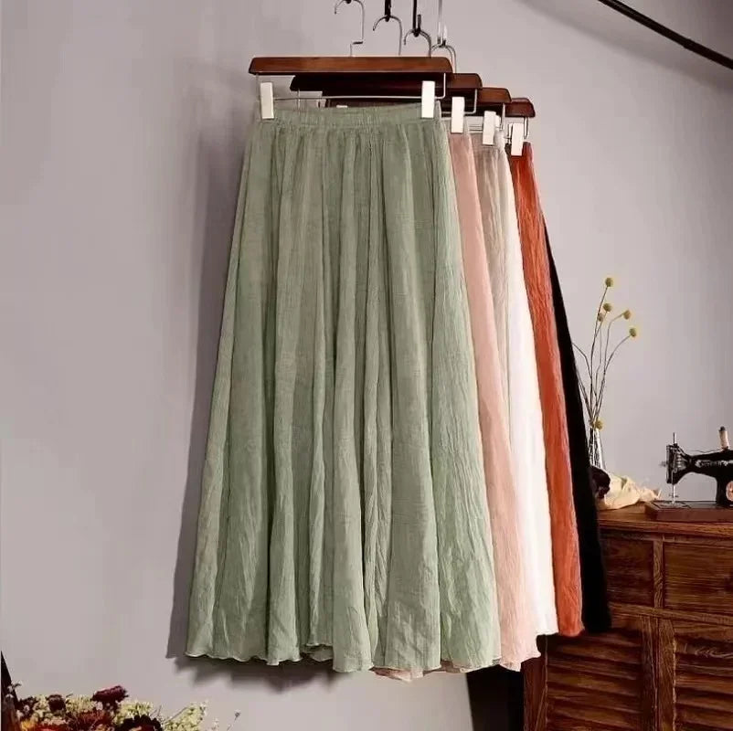 Faldas para mujer, estilo bohemio playero, corte A, doble capa, cintura elástica, largas, cómodas y con temperamento.
