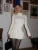 Vestido mini de punto de manga larga para mujer, vestido ajustado de cintura alta con paraguas, elegante vestido de suéter con pliegues y empalme sólido a la moda