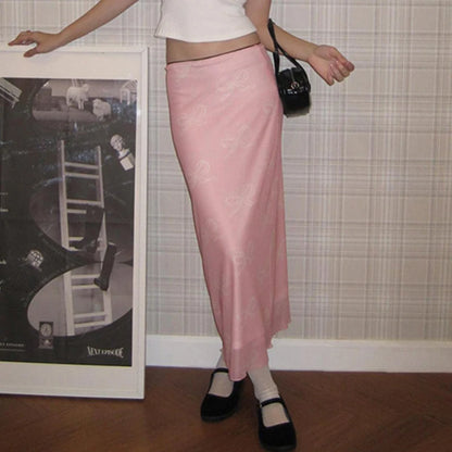 Falda Y2K Fairycore para mujer, con estampado de lazo y ribete de encaje, de cintura baja, de malla, ajustada, estilo grunge de los años 2000, para fiestas y ropa de calle.
