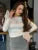 Mesh Ruffled Patchwork T-shirt Top For Women Long Sleeve High Waist Cropped Top Pullover Streetwear Female Slim Y2k Top