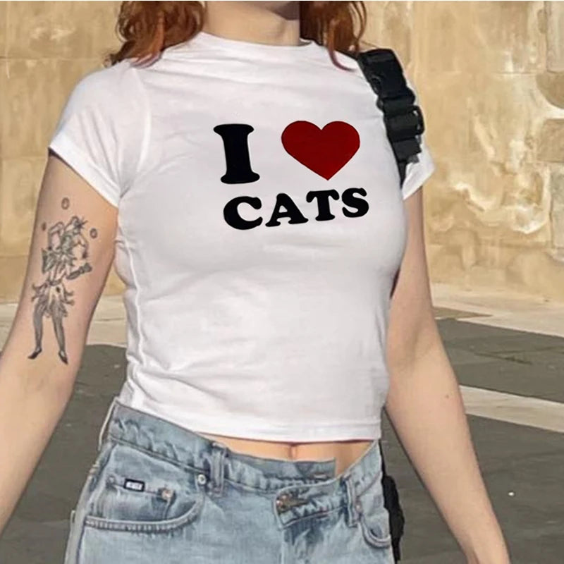 New printed T-shirt, fashionable casual short sleeved top, Y2K summer sexy electronic girl T-shirt, women’s clothing