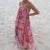 Loose Printed V-neck Sling Dresses Women Retro Printing Sleeveless Backless Long Dress Female Spring Chic Street Beach Holiday