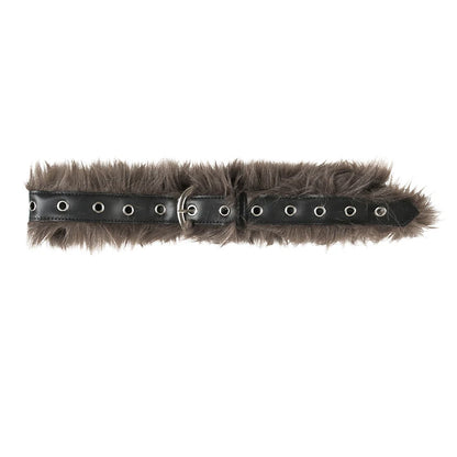 Fashion Vintage Faux Fur Spliced Leather Pu Women Belt Chic Hottie Y2k Simple All-Match Waist Accessories