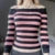 Vintage Y2K Striped Lace Sweater T-shirt Coquette Grunge Slim Fit Long Sleeve Tees Retro Cottage Kawaii Off Shoulder Crop Tops